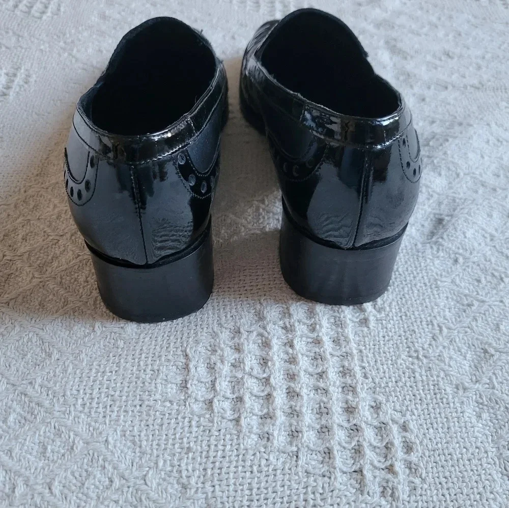 𝅺AMALFI BY RANGONI Black  Low Heel Leather Slip On Loafer - Picture 4 of 13